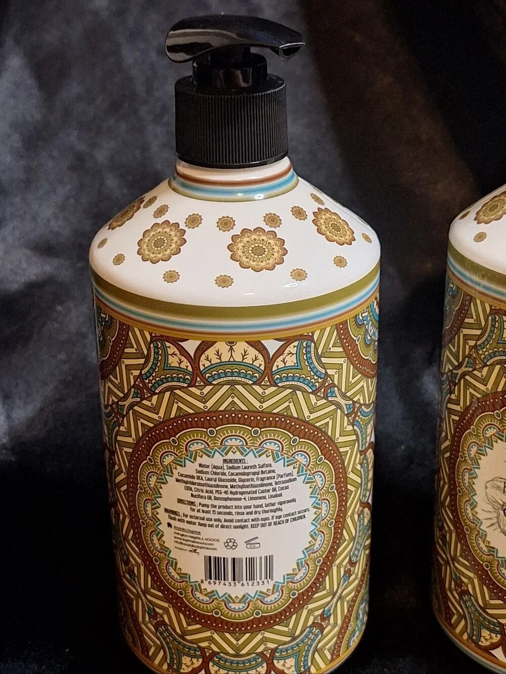2 Pack Mosaic Hand Soap~Coconut & Hibiscus~24.6 oz Each~Pump Top~Kitchen~Bath